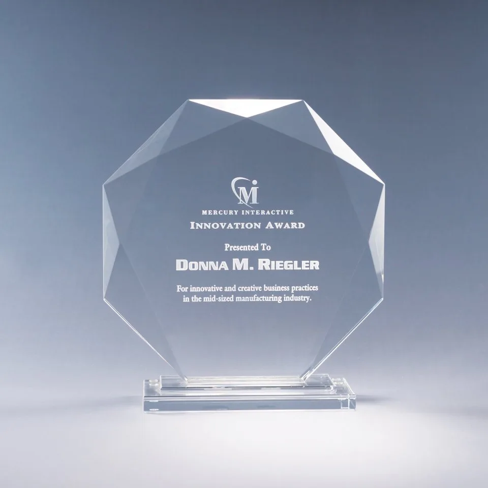 6.5" Crystal Octavia Award w/Glass Base