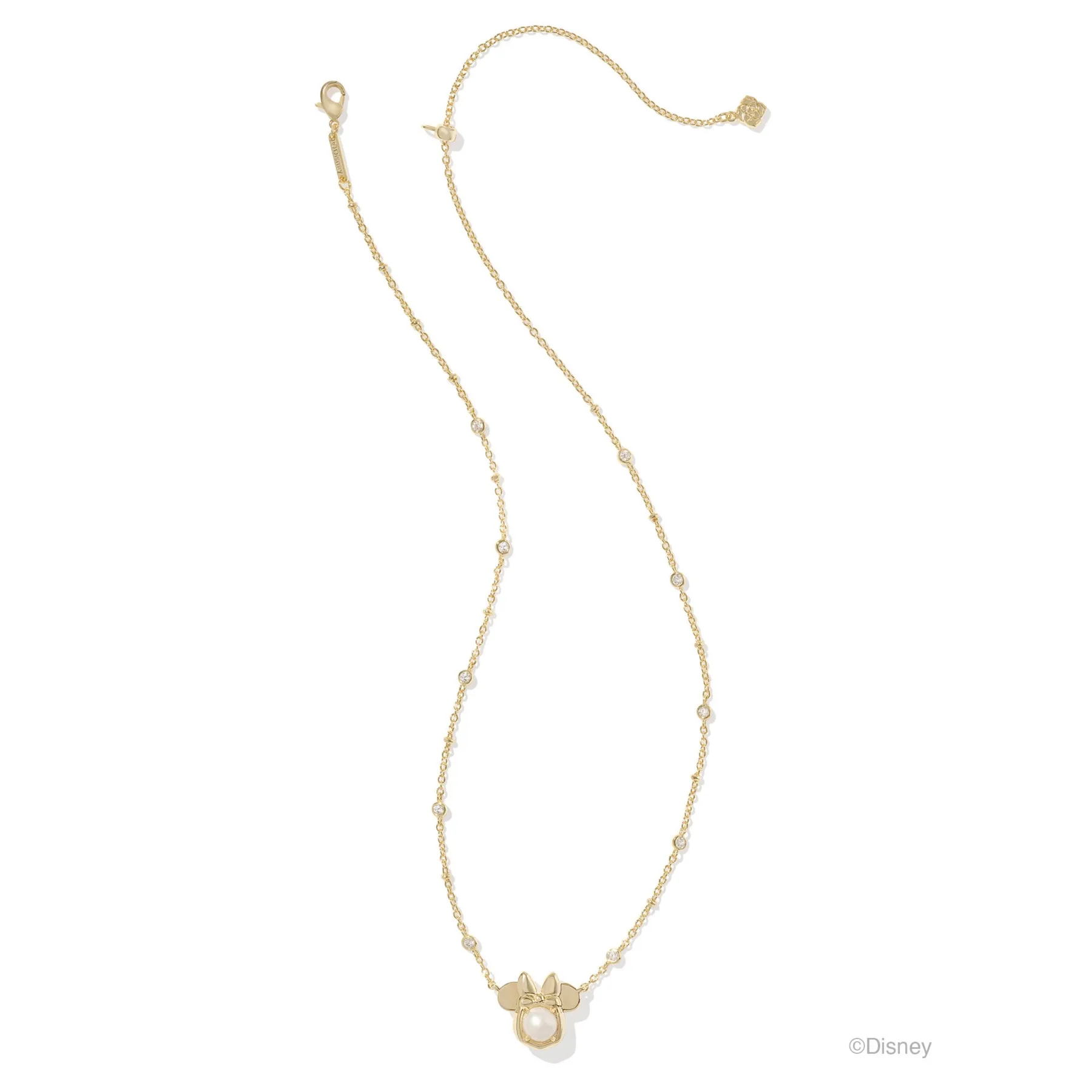 Kendra Scott Disney Gold Minnie Mouse Short Pendant Necklace in Freshwater Cultured Pearl