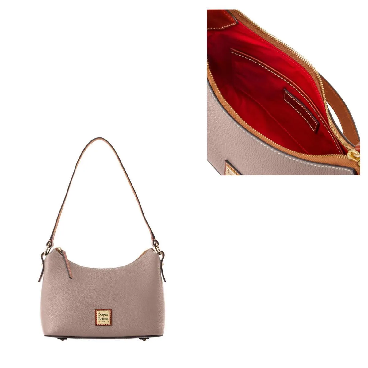 Dooney & Bourke Taupe Pebble Grain Baguette