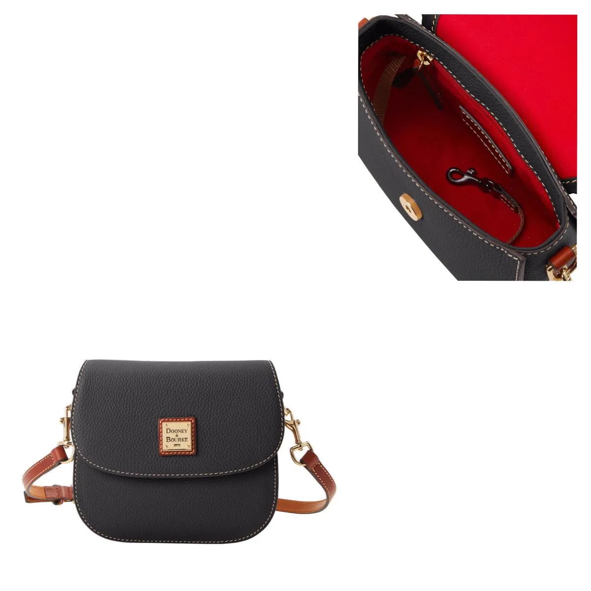 Dooney & Bourke Black Pebble Grain Saddle Bag