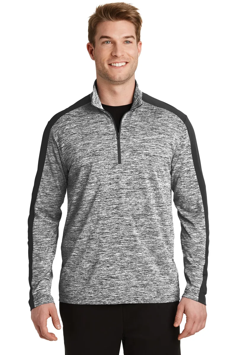 Sport-Tek® PosiCharge® Electric Heather Colorblock 1/4-Zip Pullover.