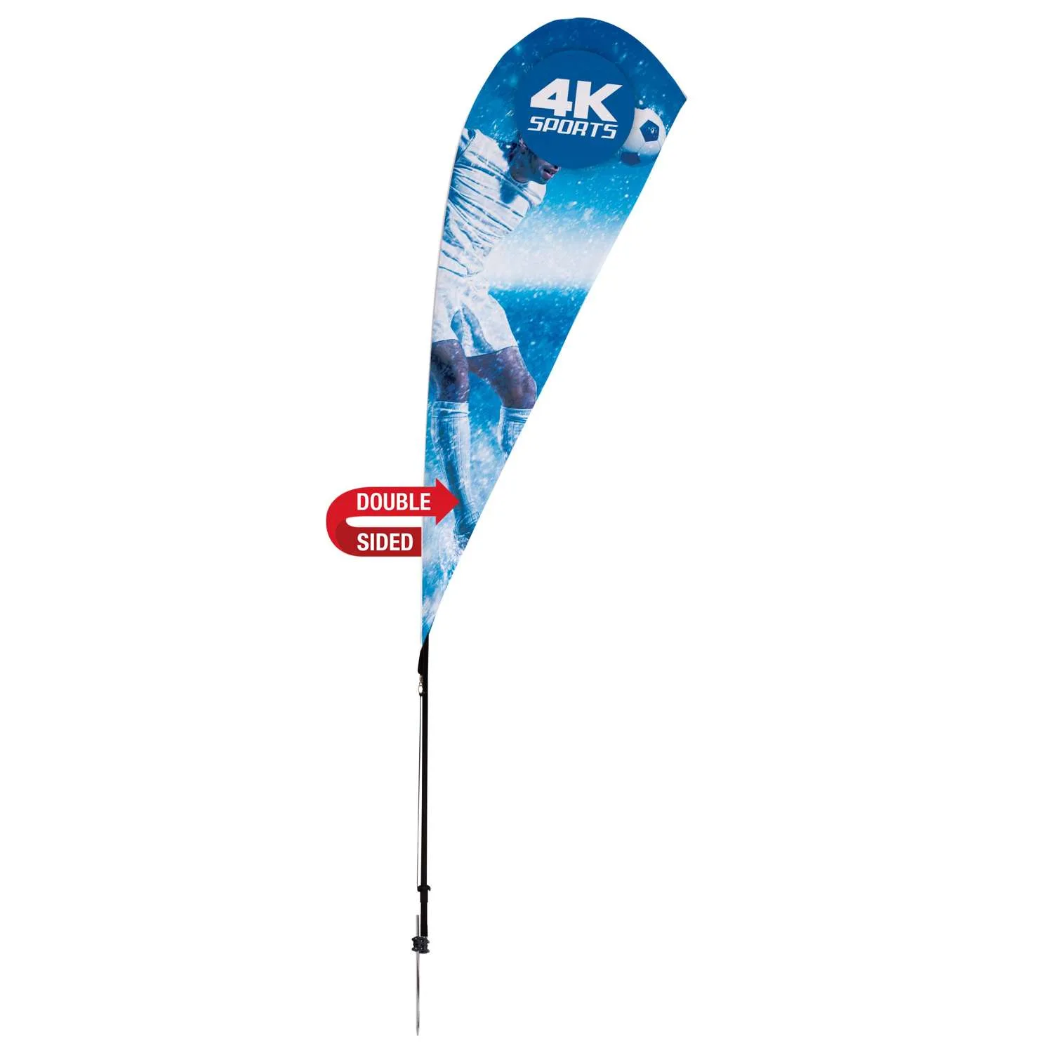 8' Streamline Teardrop Sail Sign Flag, 2-Sided, Ground Spike
