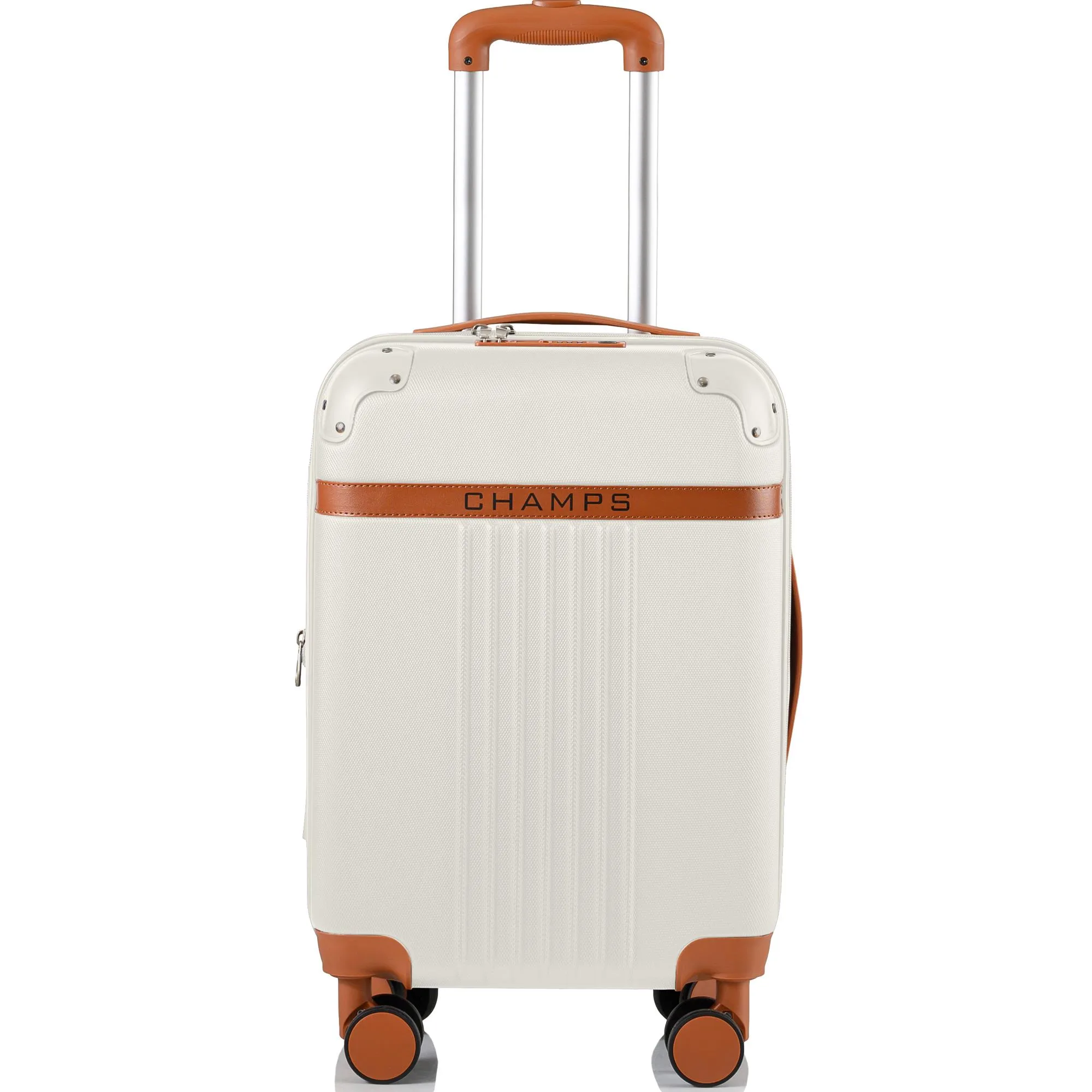 Champs Luggage Vintage Carry On Spinner Size 21" X 13.5 - Ivory Beige