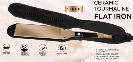 Health, Beauty & Fitness Vivitar 1" Ceramic Tourmaline Flat Iron - Gold