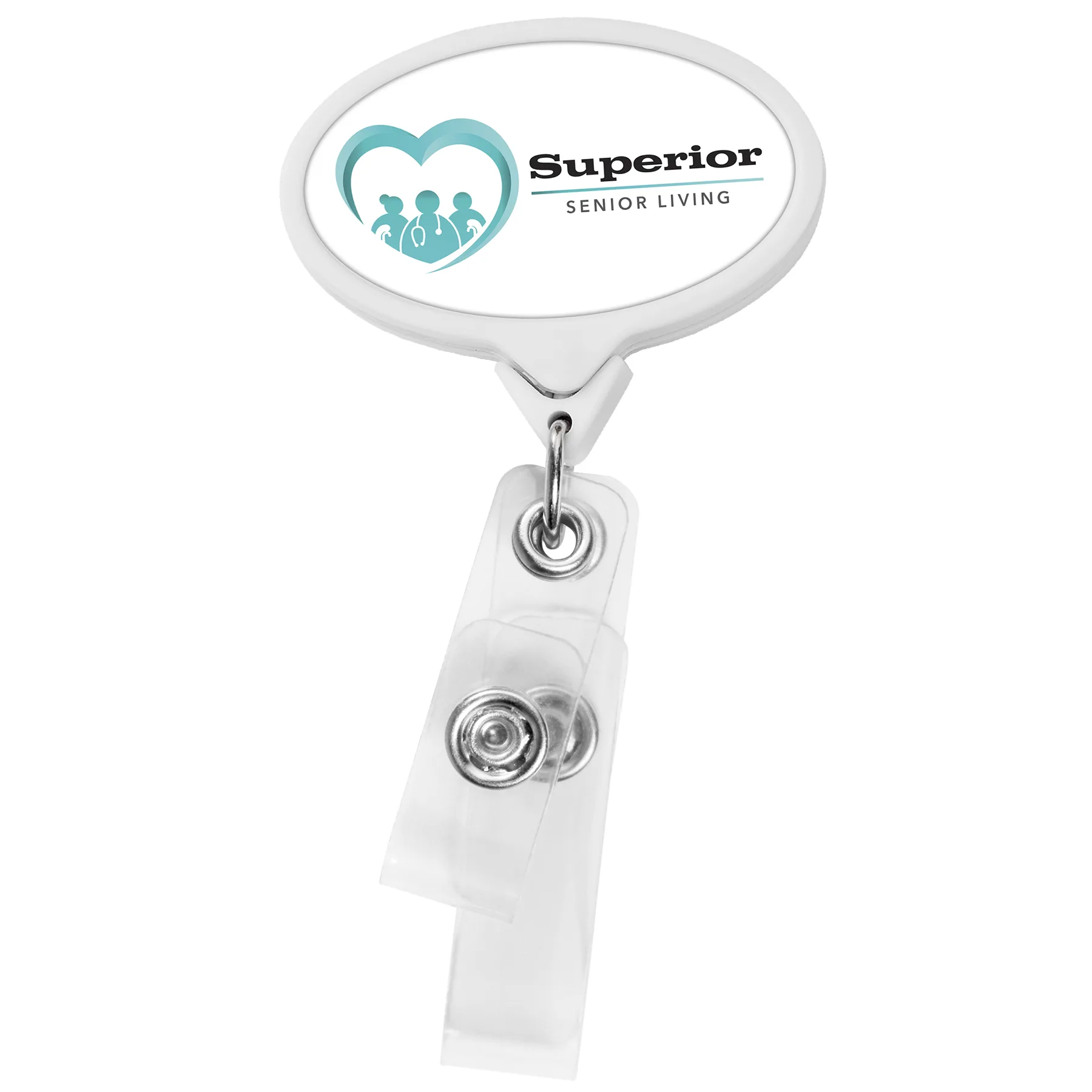 Anti-Microbial Oval 2 Strap Retractable Badge Reel view 6