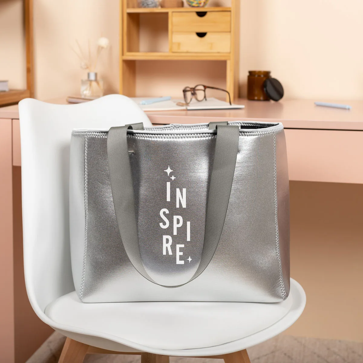 Medium Metallic Neoprene All Day Tote