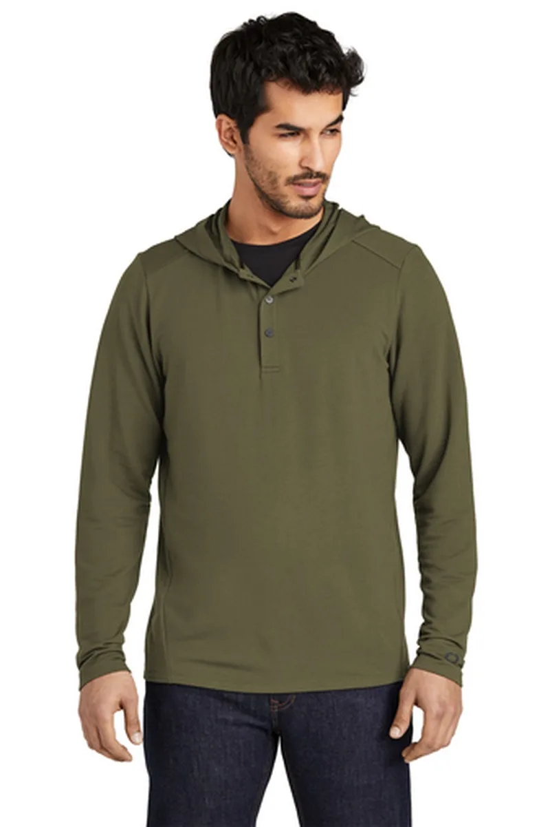 OGIO® Luuma Flex Hooded Henley — Blacktop