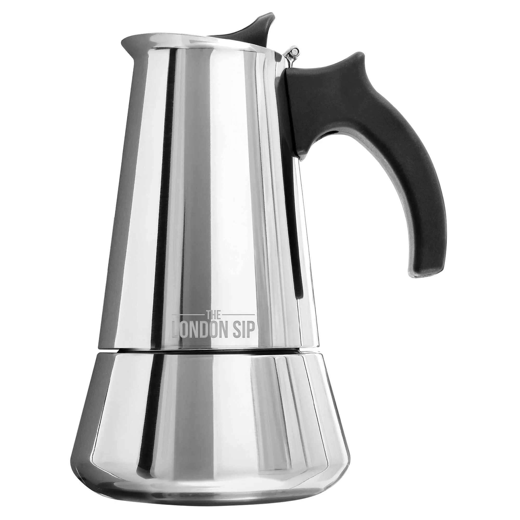 KitchenSupply London Sip - Stainless Steel Espresso Maker 3-Cup, Silver