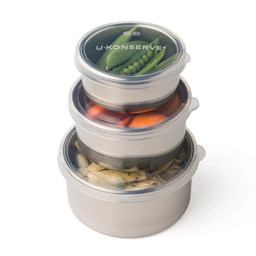 U Konserve Stainless Steel Round Nesting Trio w/Silicone Lid