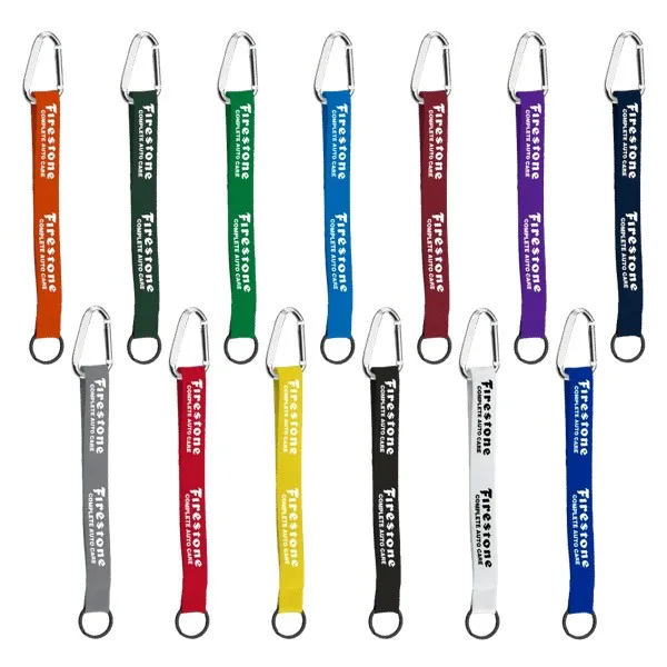 3/4" Sewn Polyester Keychain with Metal Split-Ring and Carabiner view 2