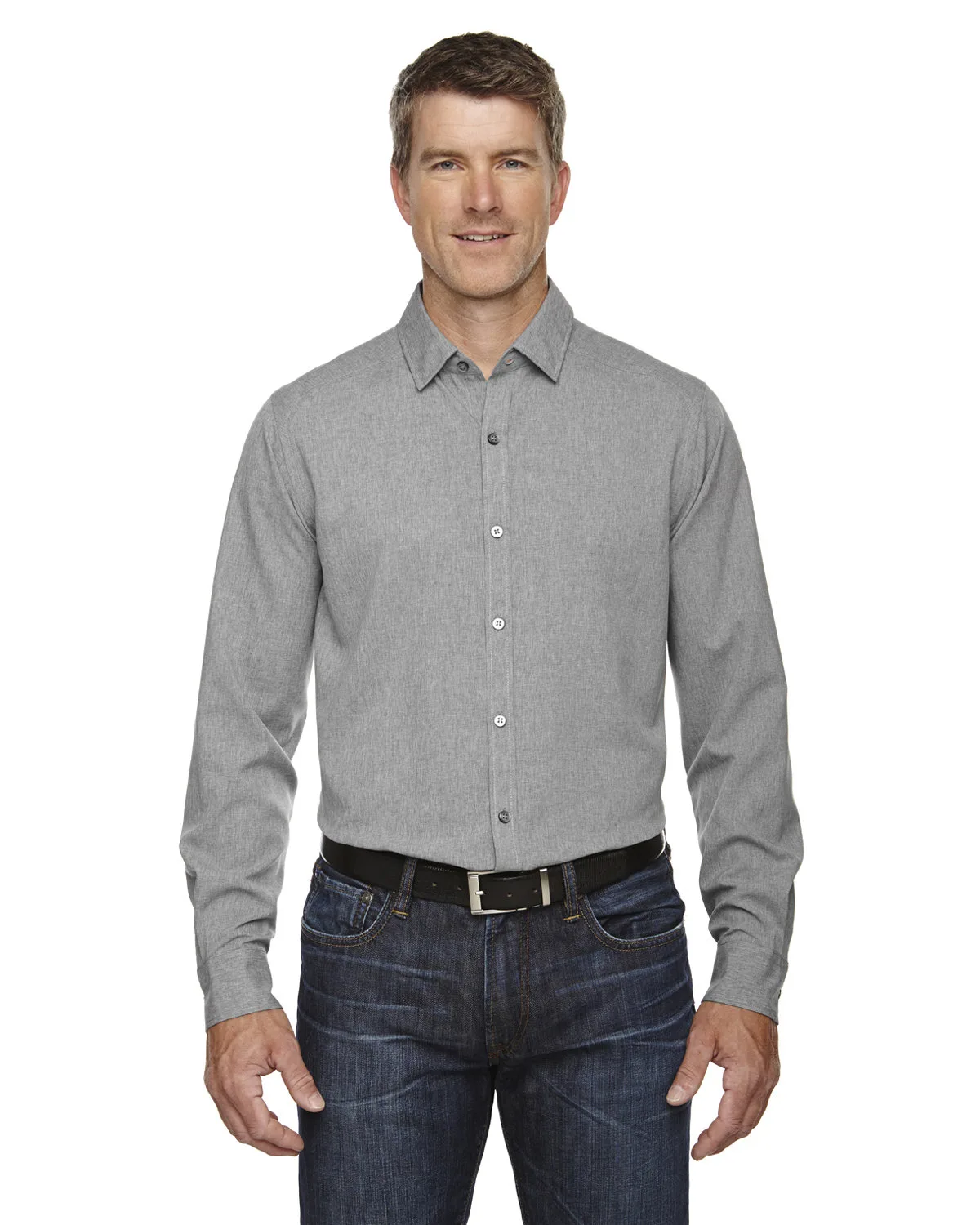 NORTH END SPORT BLUE Men's Mélange Performance Shirt view 2