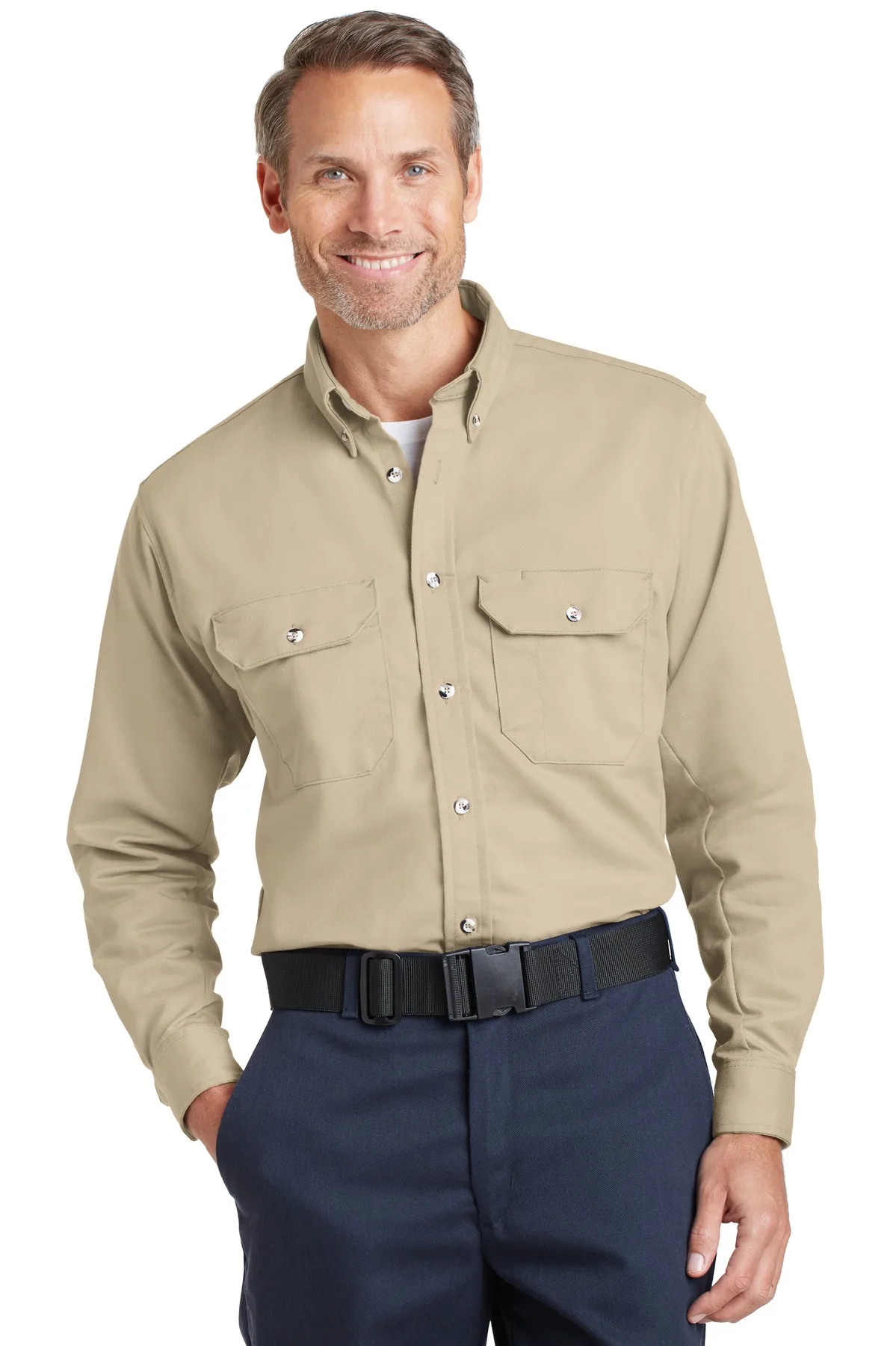Bulwark® EXCEL FR® ComforTouch® Dress Uniform Shirt. — Khaki Beige