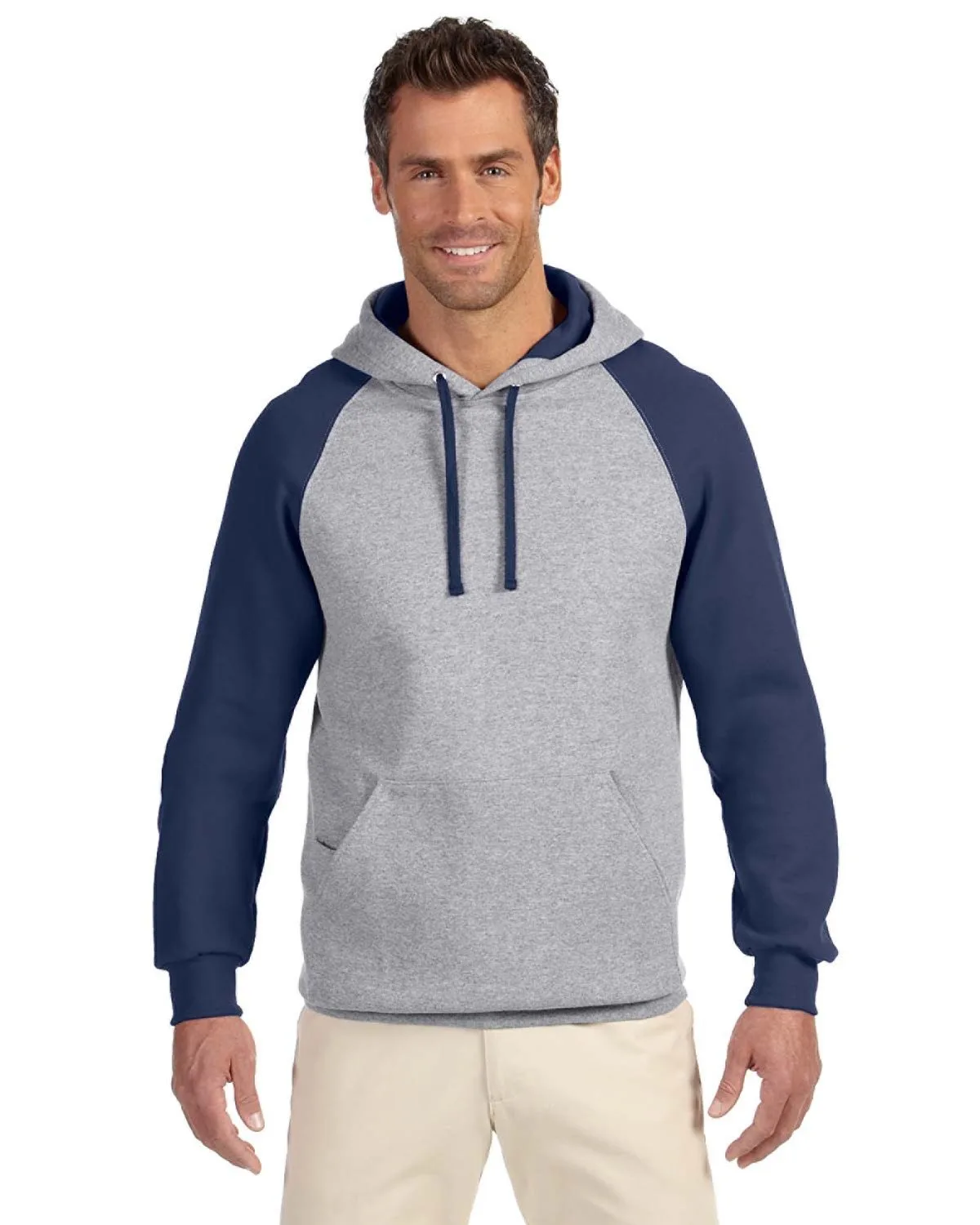 Jerzees Adult NuBlend® Colorblock Raglan Pullover Hooded Sweatshirt view 2