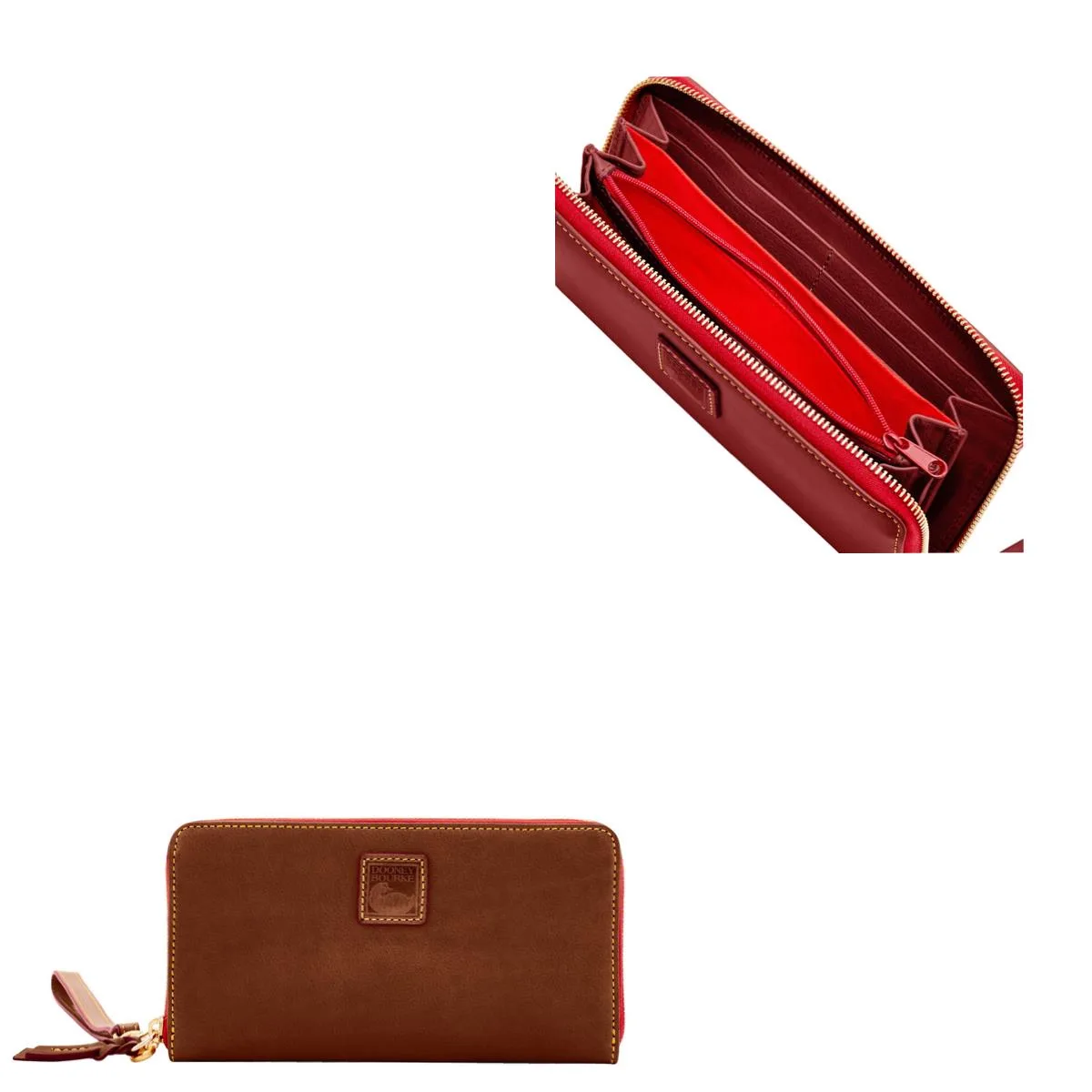 Dooney & Bourke Florentine Large Zip Around Wristlet - Chestnut Brown