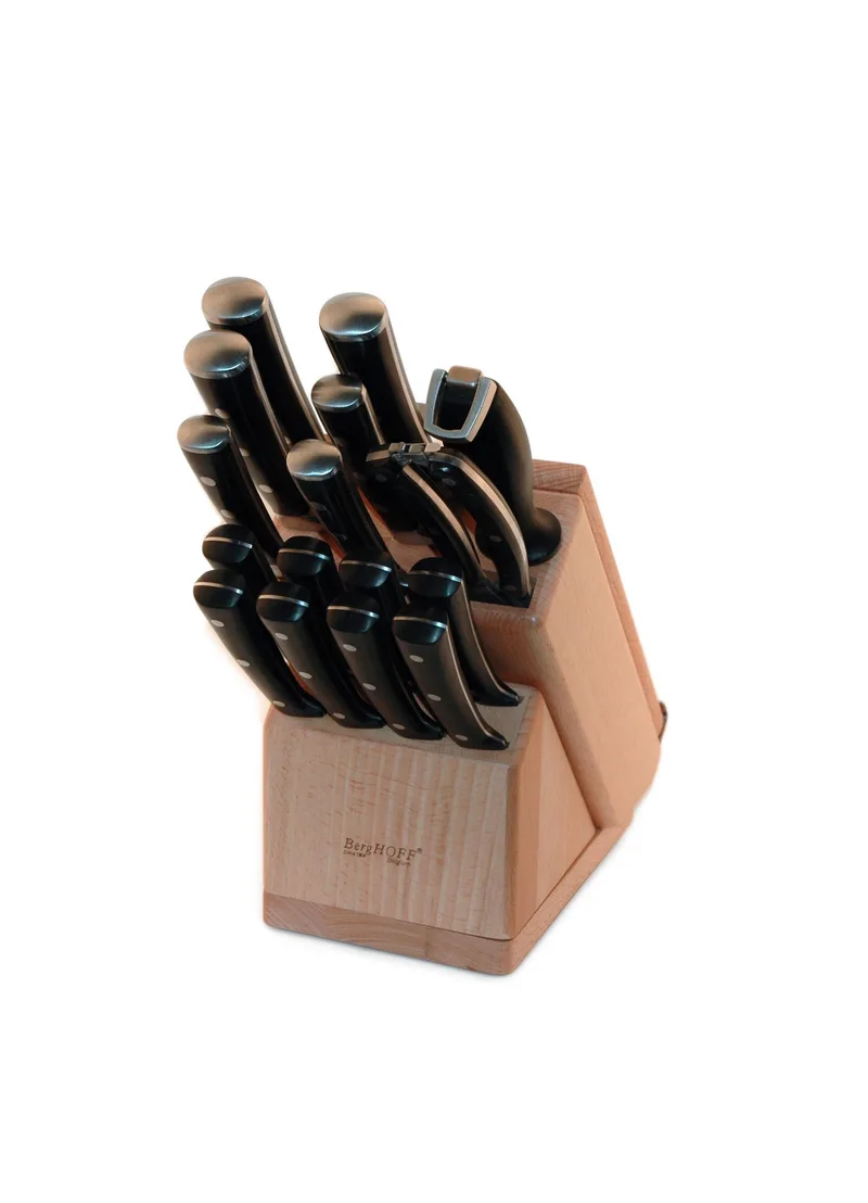 BergHoff Smart Knife 20Pc Forged Cut Set/ Swivel Base, Cut Brd & Herb Cutter/Blk
