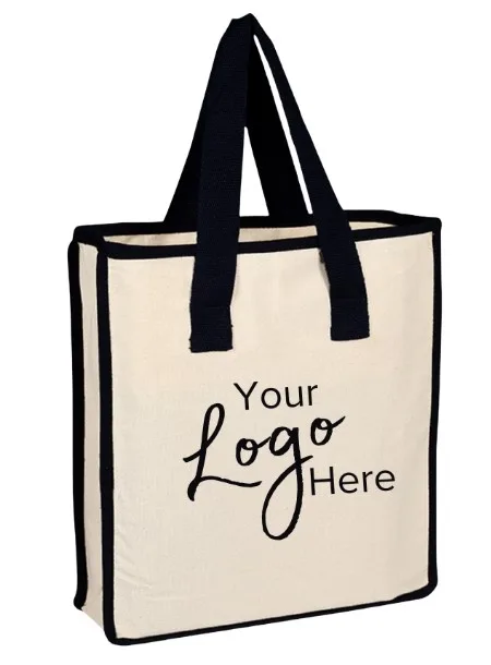 Canvas Shopping Bag w/Natural Handles & 4" Gusset (14"x15"x4") view 2