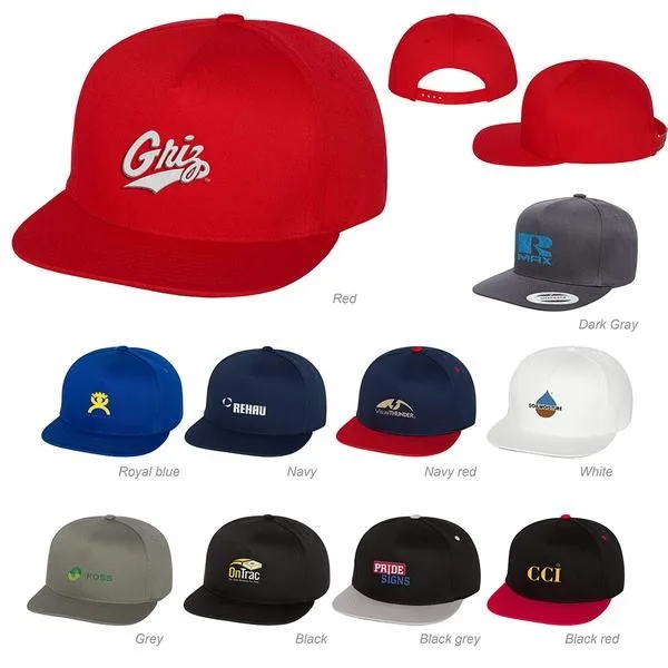 Yupoong 6007 Five Panel Flat Bill Cap