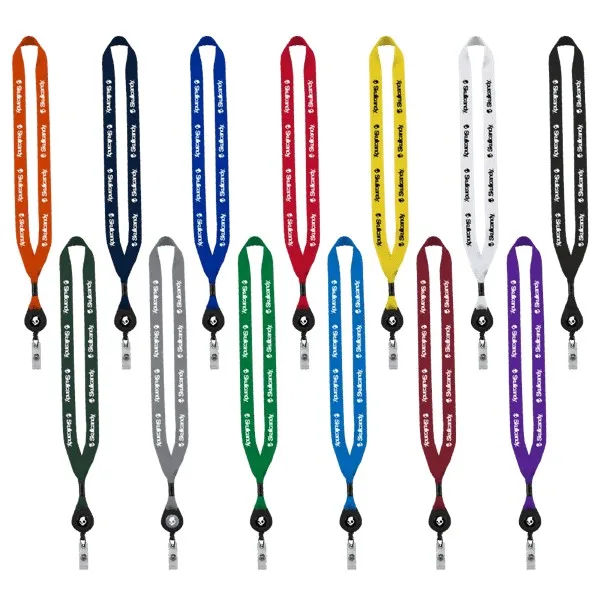 3/4" Polyester Lanyard with Metal Crimp & Retractable Badge Reel view 2