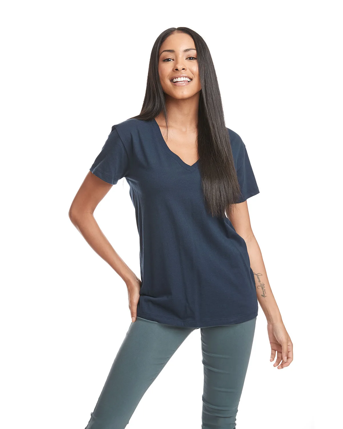 NEXT LEVEL APPAREL Ladies' Relaxed V-Neck T-Shirt view 3