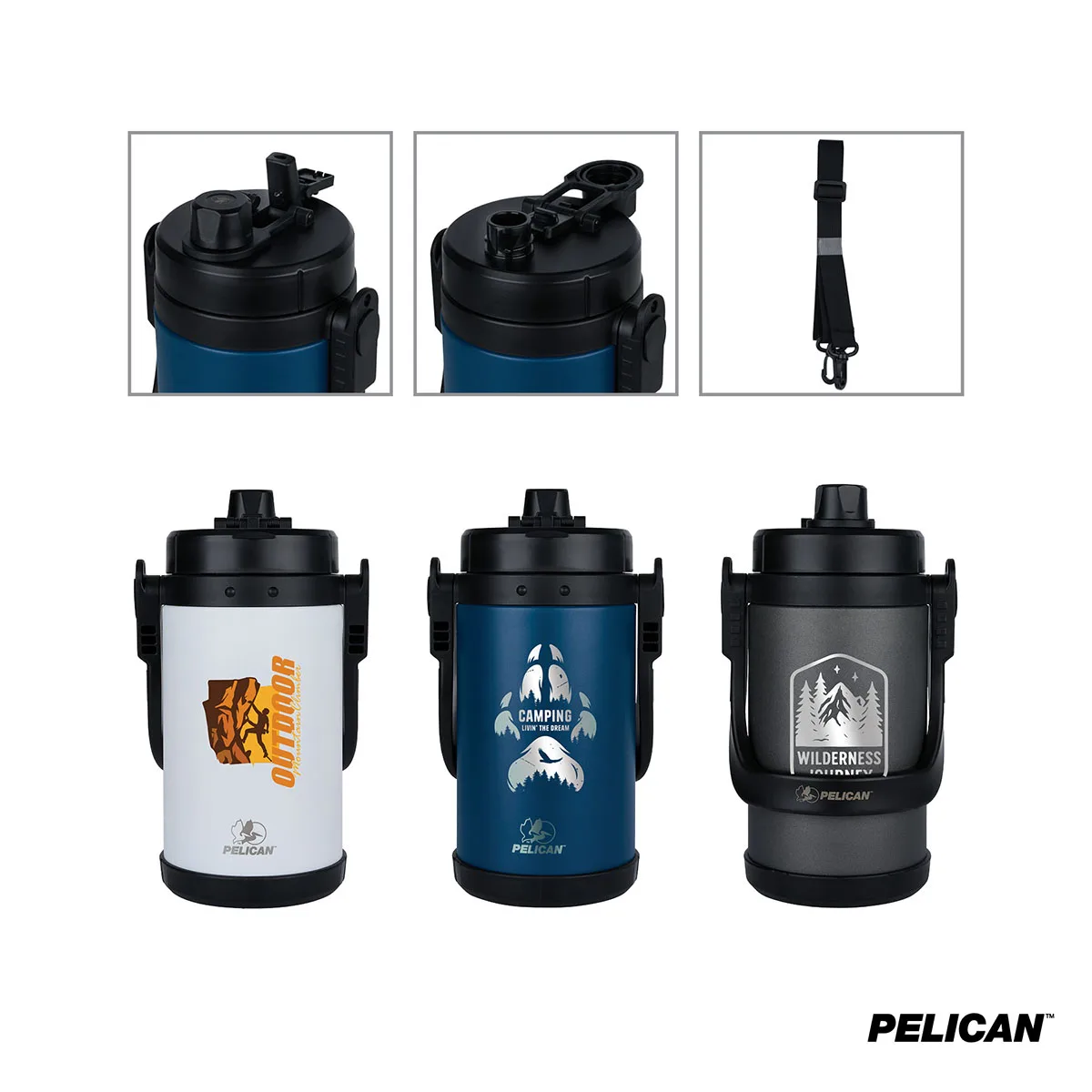 Pelican Dayventure 68 oz. / Half Gallon Recycled Double Wall Stainless Steel Travel Jug