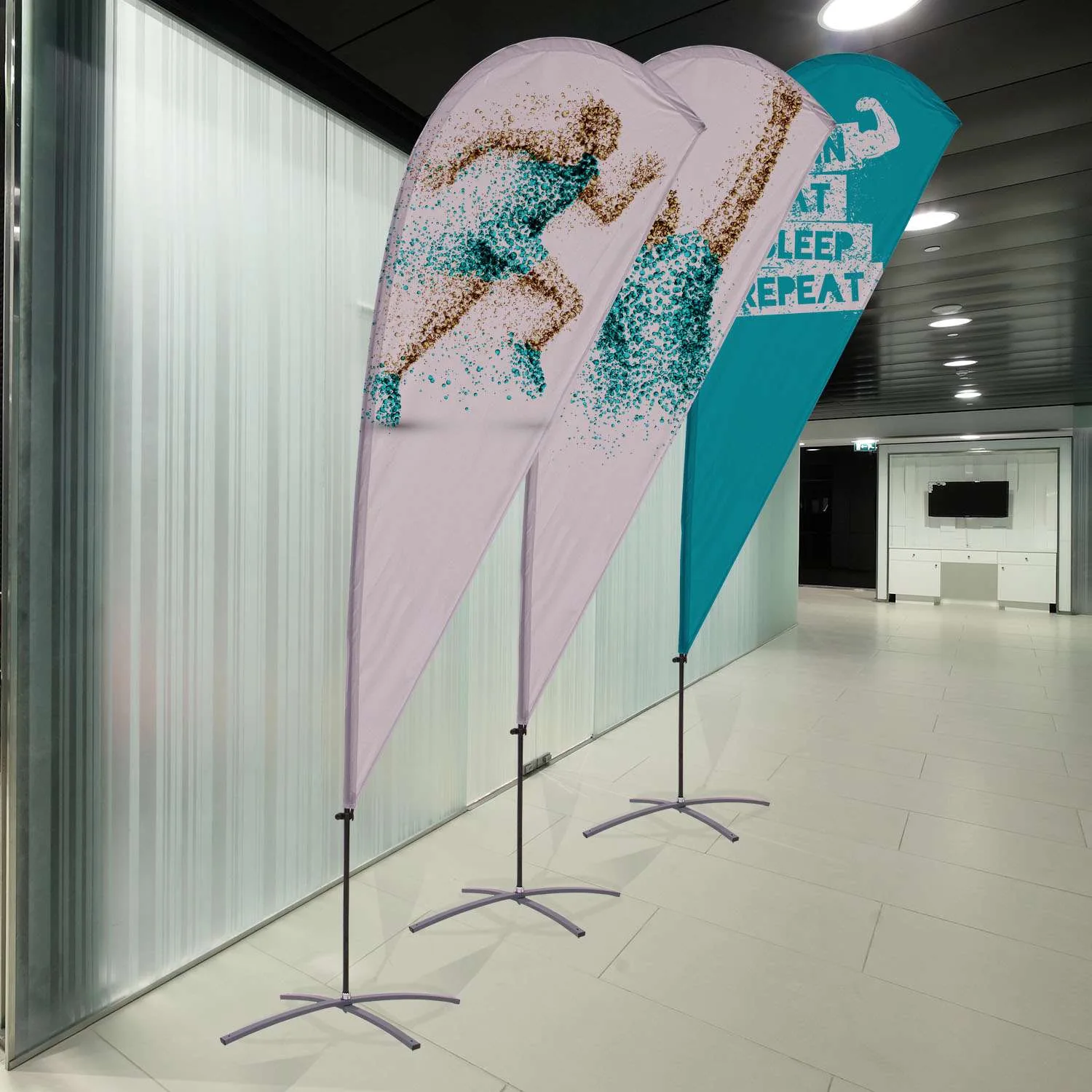 9.5' Value Teardrop Sail Sign Flag- 2-Sided with Cross Base view 6