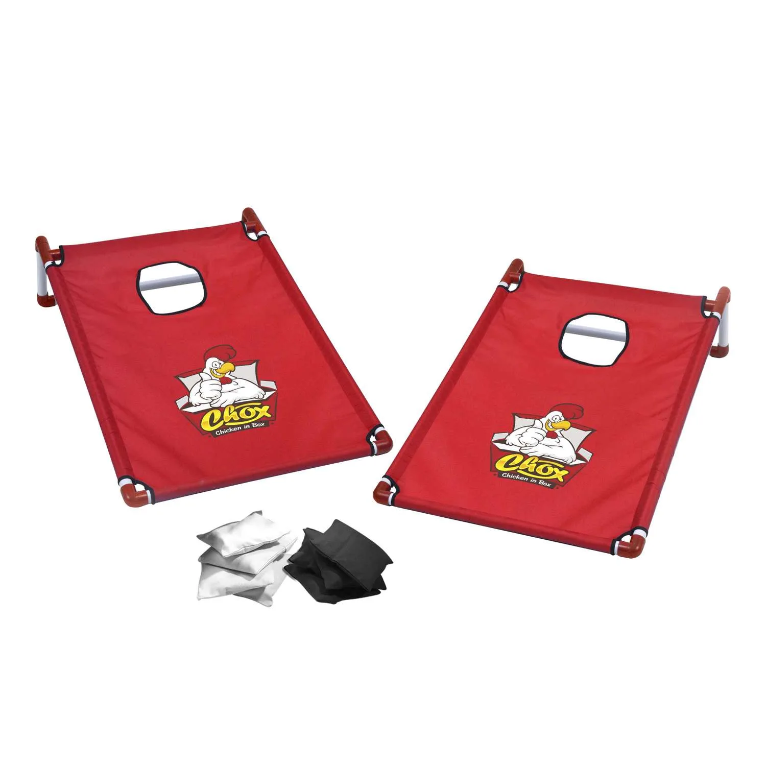 Portable Cornhole, 4 Black & White Bean Bags