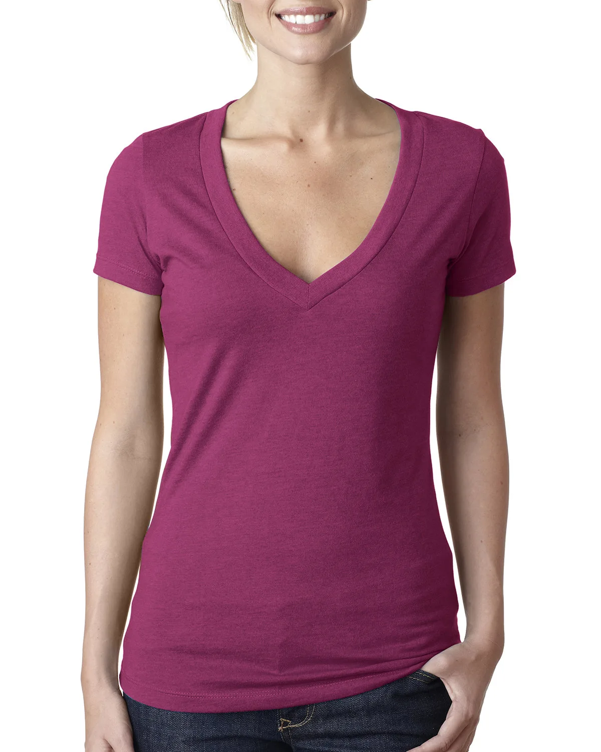 NEXT LEVEL APPAREL Ladies' CVC Deep V-Neck T-Shirt view 7
