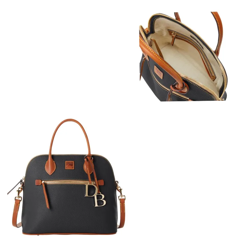 Dooney & Bourke Black Pebble Grain Large Domed Satchel