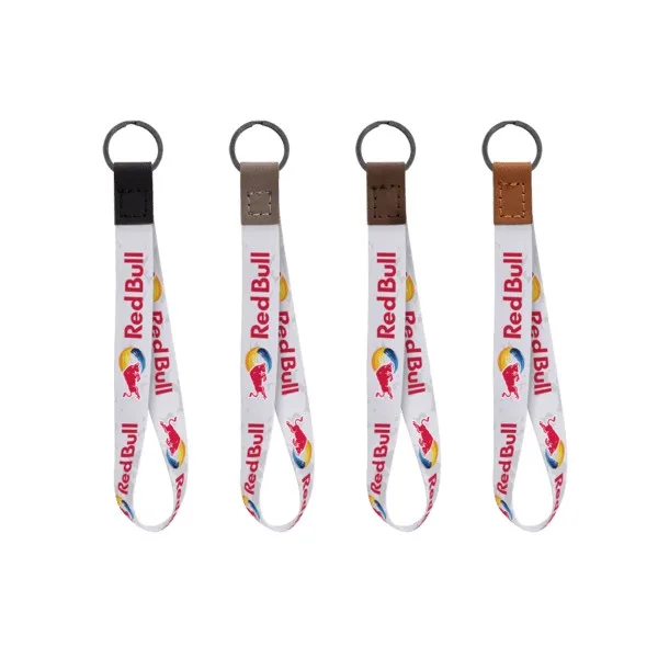 Dye Sublimated Keychain with Leather Accent view 2