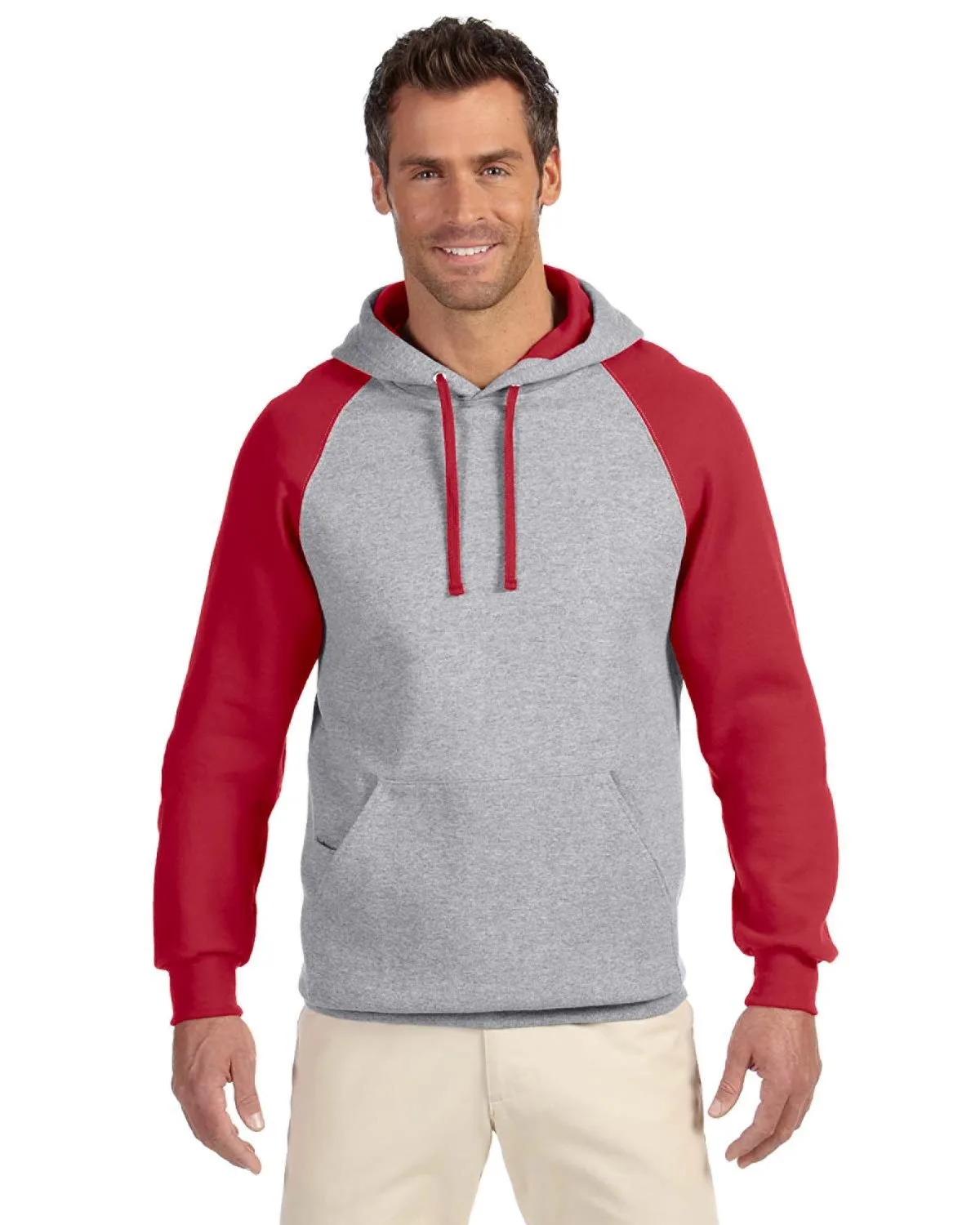 Jerzees Adult NuBlend® Colorblock Raglan Pullover Hooded Sweatshirt view 4