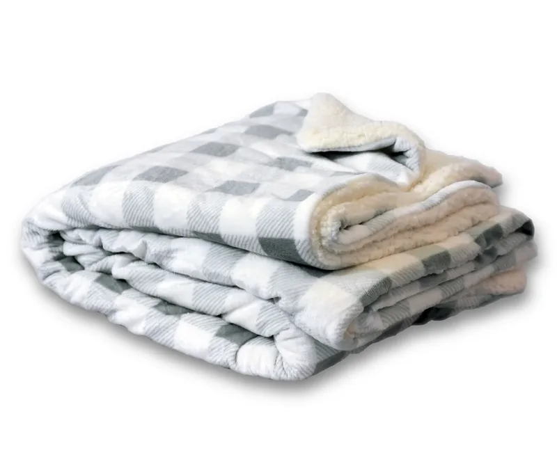 Micro Mink Plaid Sherpa Blanket (50" x 60")