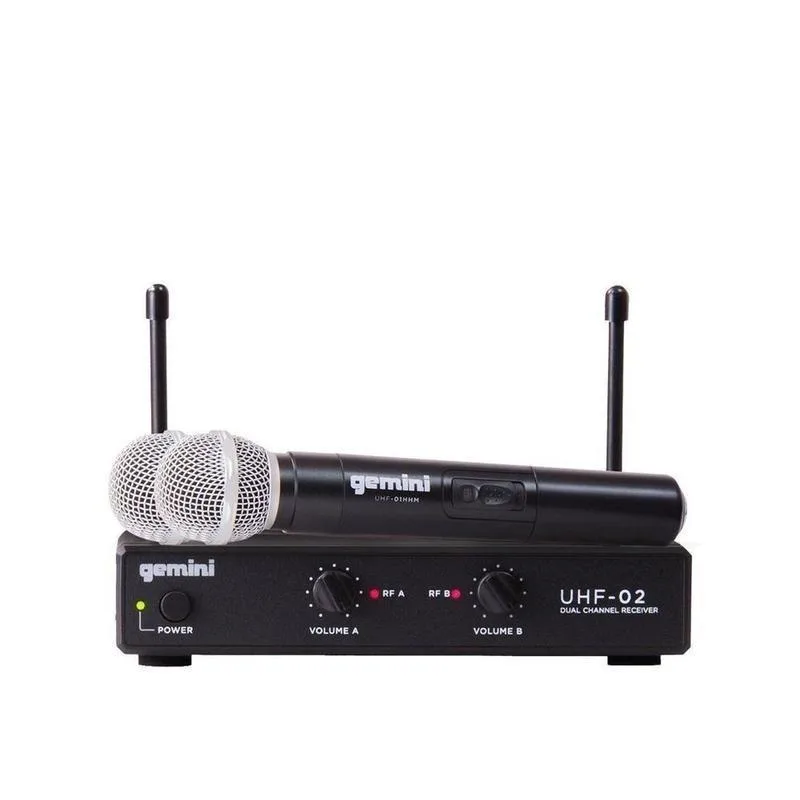 Gemini Uhf Dual Handheld Wireless Microphone System - Black