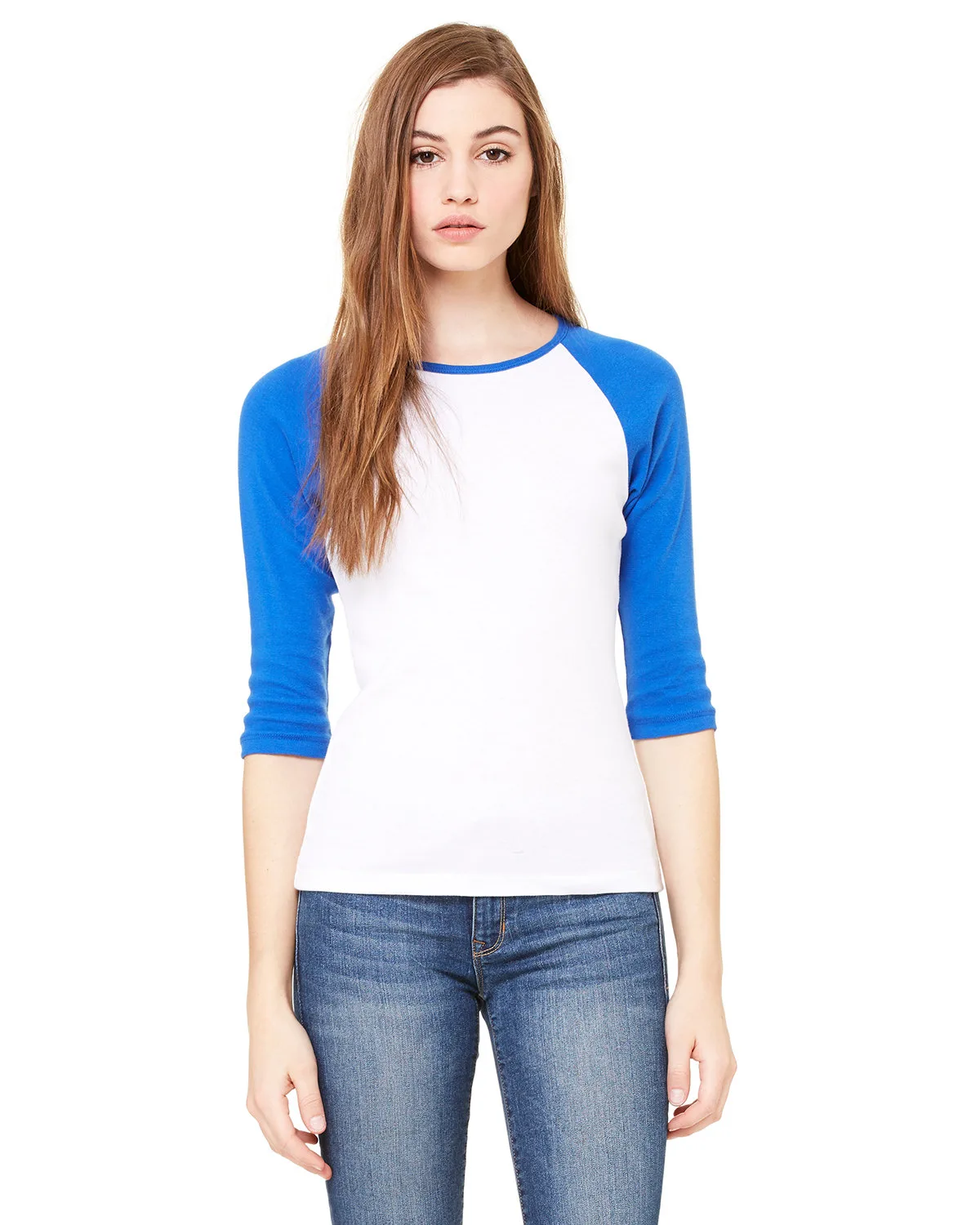 BELLA+CANVAS Ladies' Baby Rib Three-QuarterSleeve Contrast Raglan T-Shirt view 4
