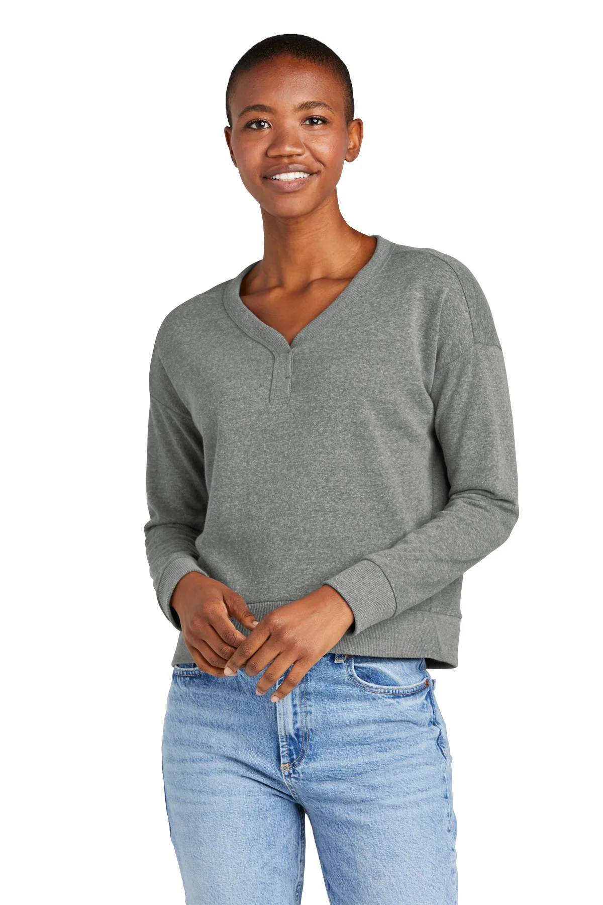 District® Women's Perfect Tri® Fleece V-Neck Sweatshirt view 3