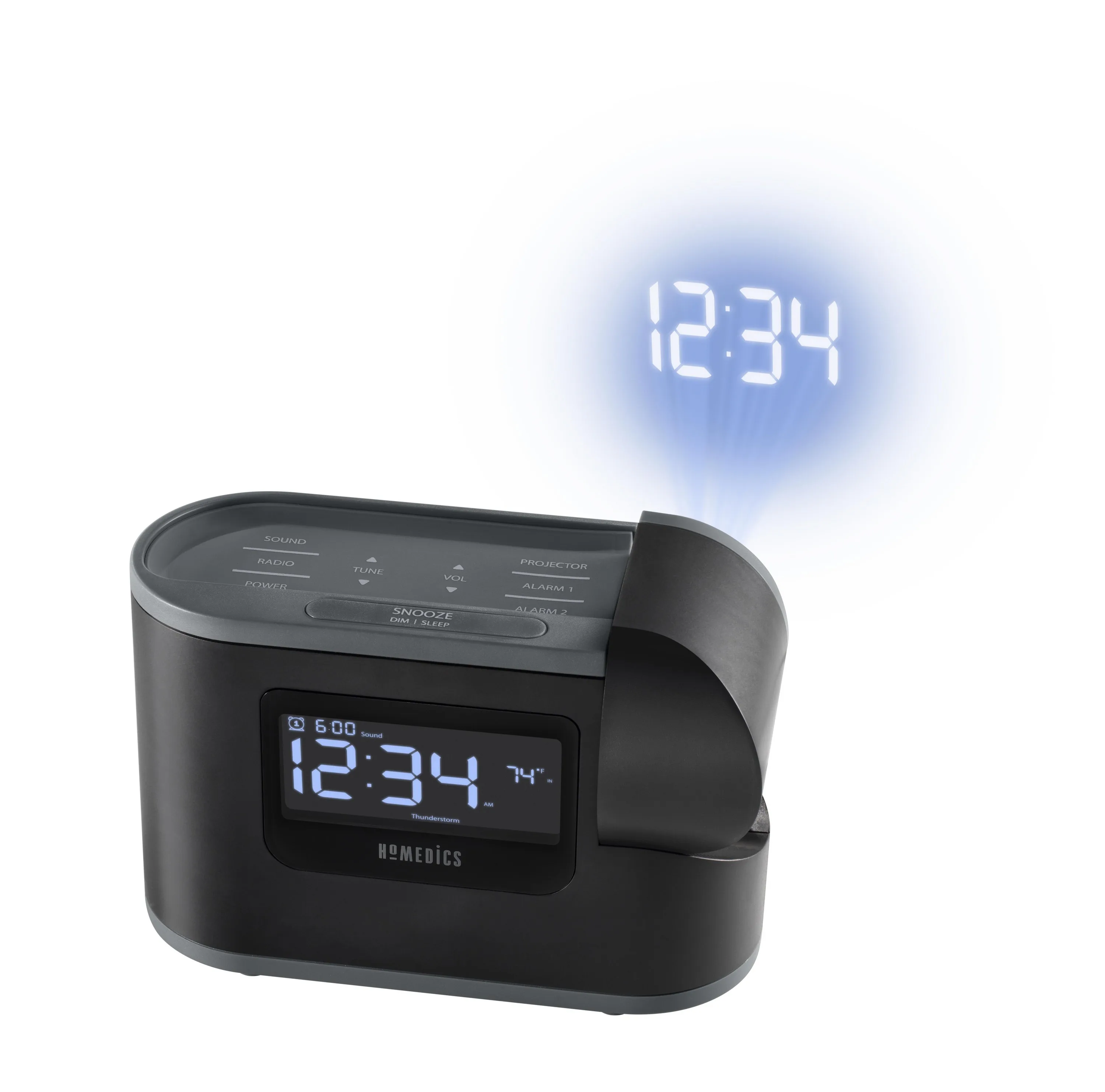 Homedics Soundspa Recharged Alarm Clock & Sound Machine W/ Temperature Sensor