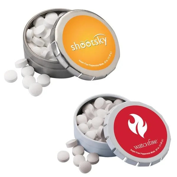 1 3/4" Small Round Push Tin with Mints