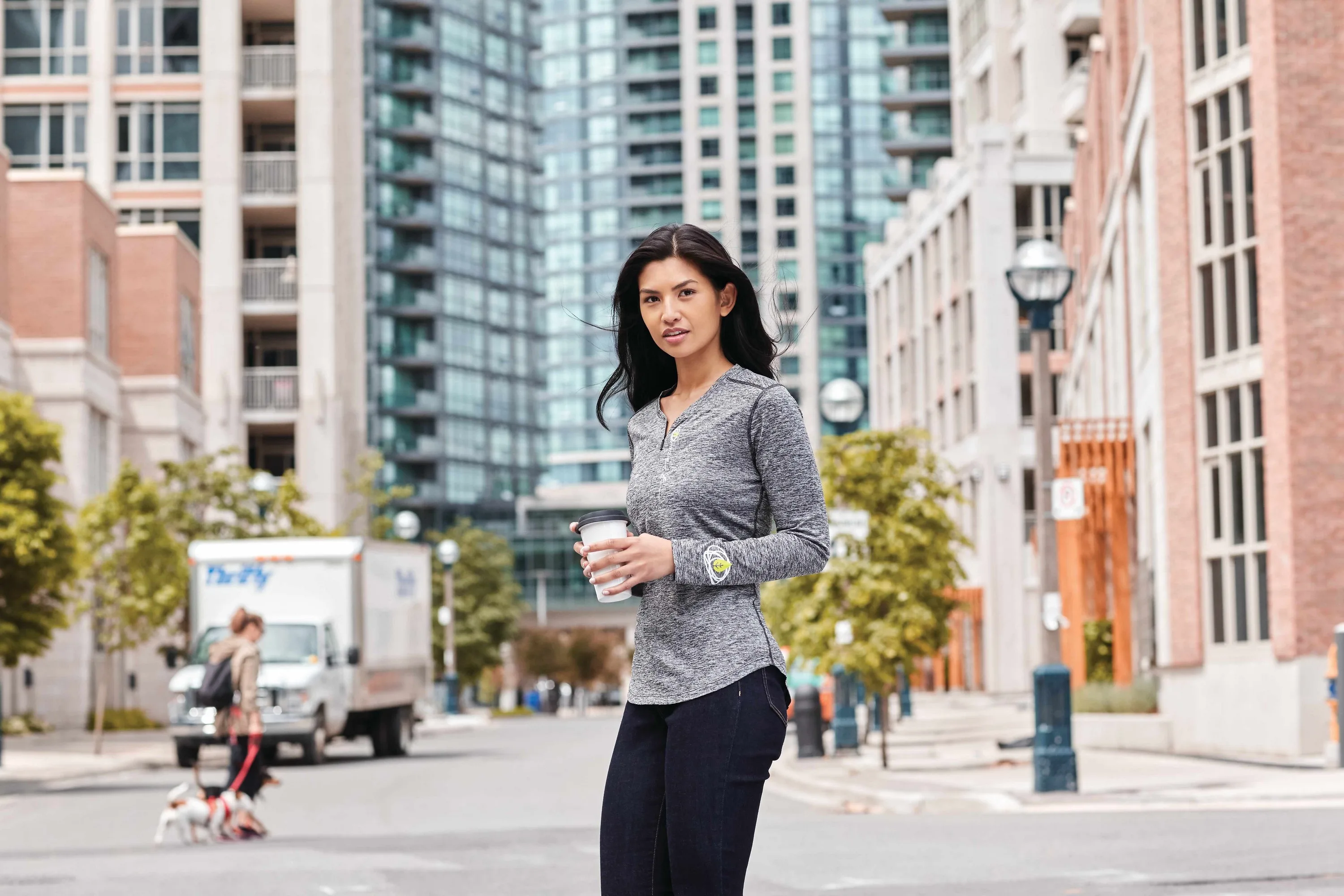 Women's QUADRA Long Sleeve Performance Quarter Zip Tee Shirt with Thumb Holes