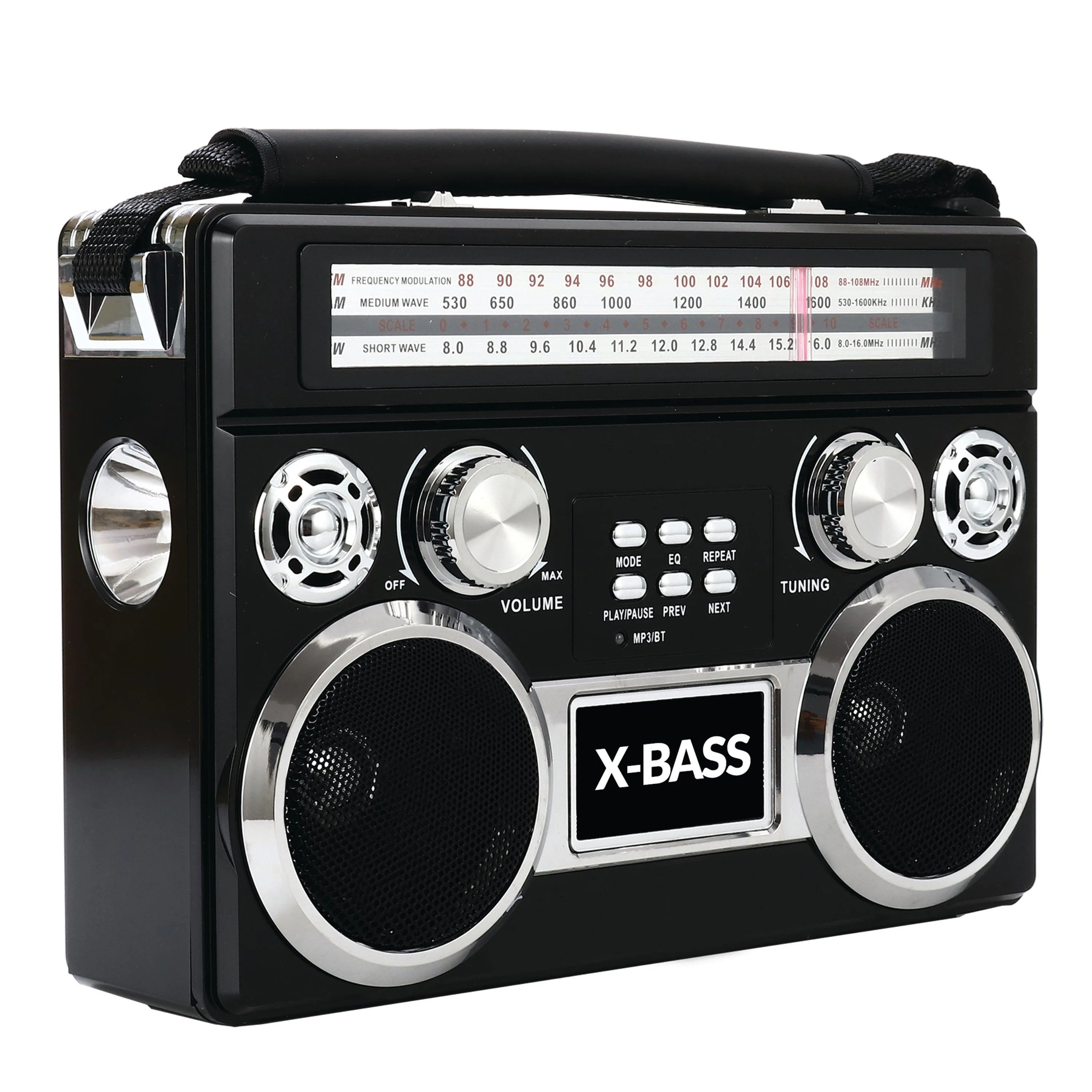 Supersonic Portable 3 Band Radio W/ Bluetooth & Flashlight Black
