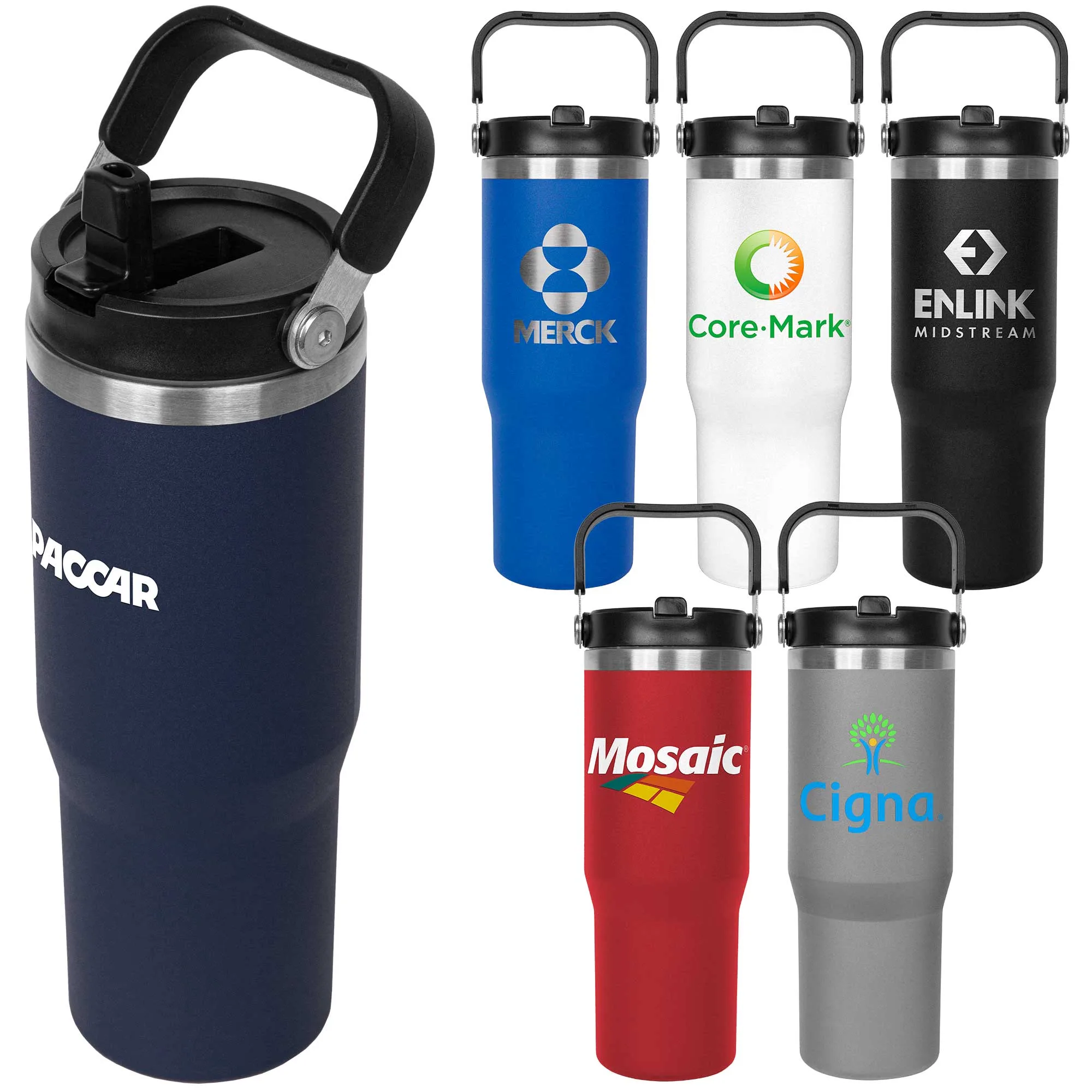30 Oz. Stainless Steel Insulated Mug w/Handle & Built-In Straw