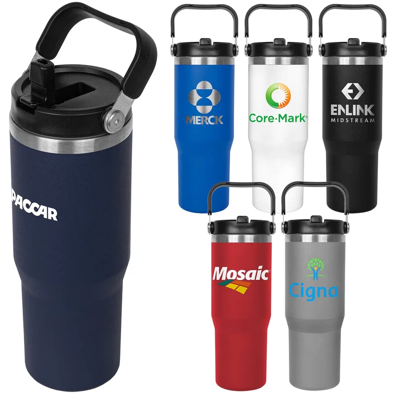 30 Oz. Stainless Steel Insulated Mug w/Handle & Built-In Straw