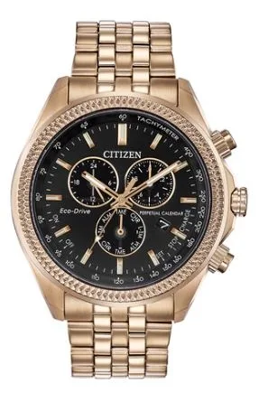 Citizen® Men's Eco-Drive® Brycen Rose Gold-Tone Watch w/Black Dial