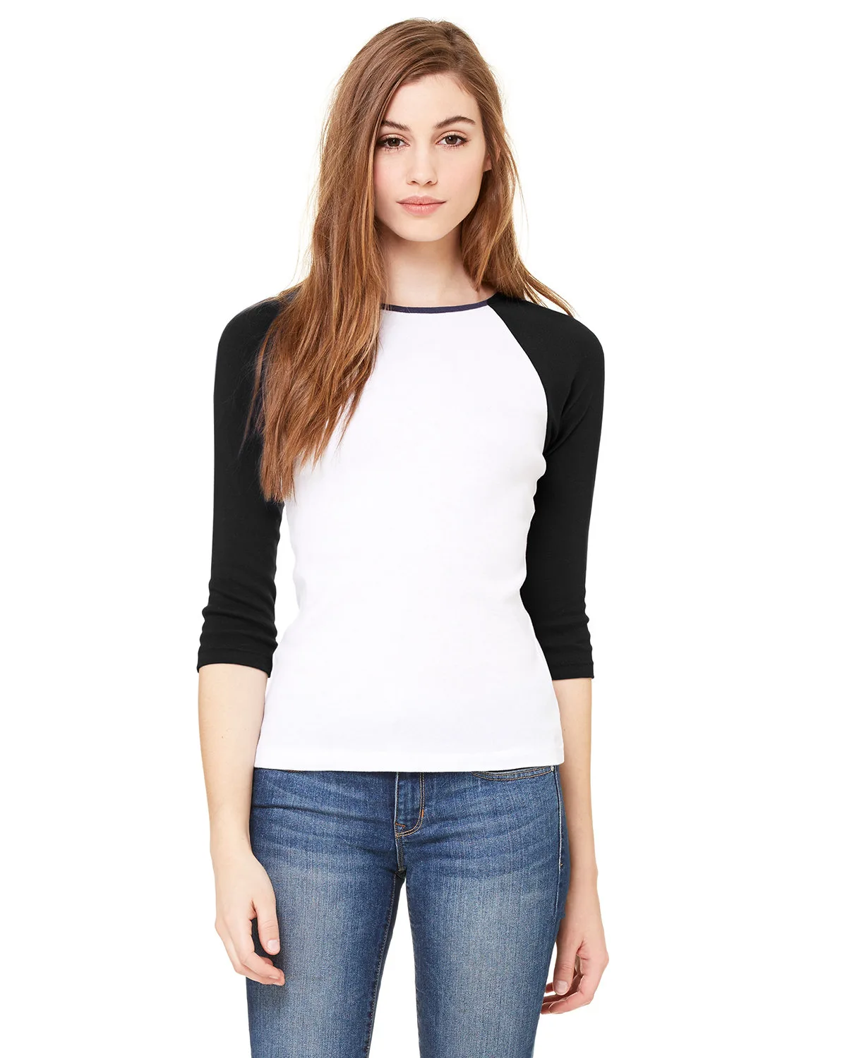 BELLA+CANVAS Ladies' Baby Rib Three-QuarterSleeve Contrast Raglan T-Shirt view 2
