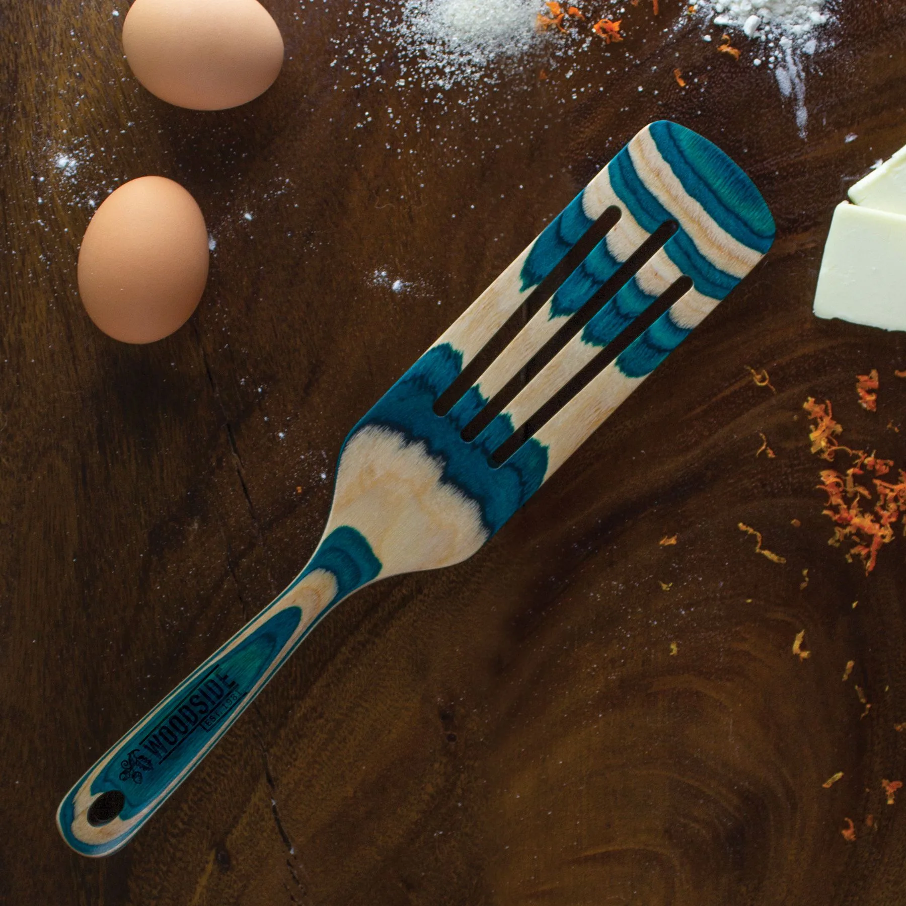 Teal Blue/Natural Wood Beige