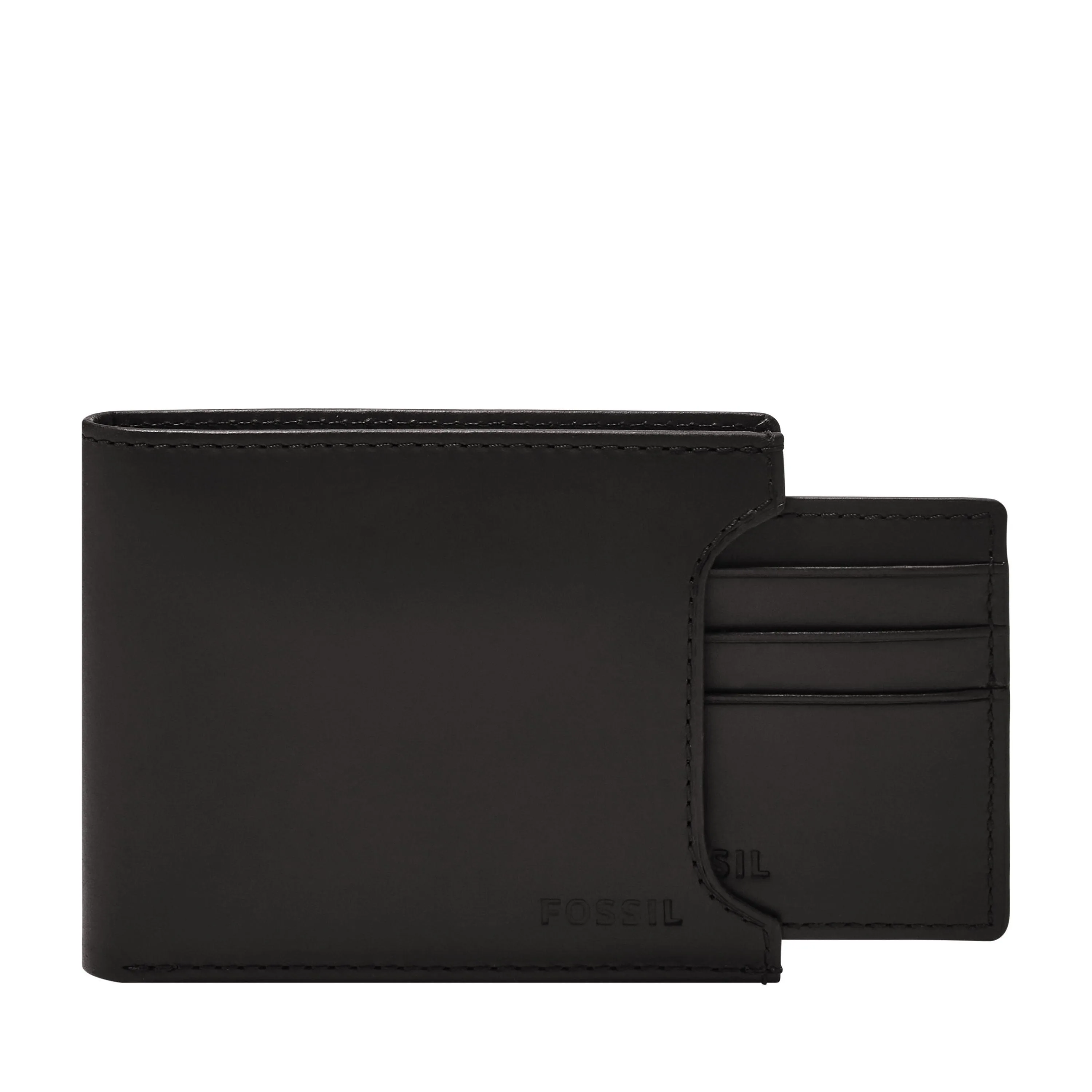 Fossil Derrick Leather Rfid Sliding 2-In-1 Wallet Black