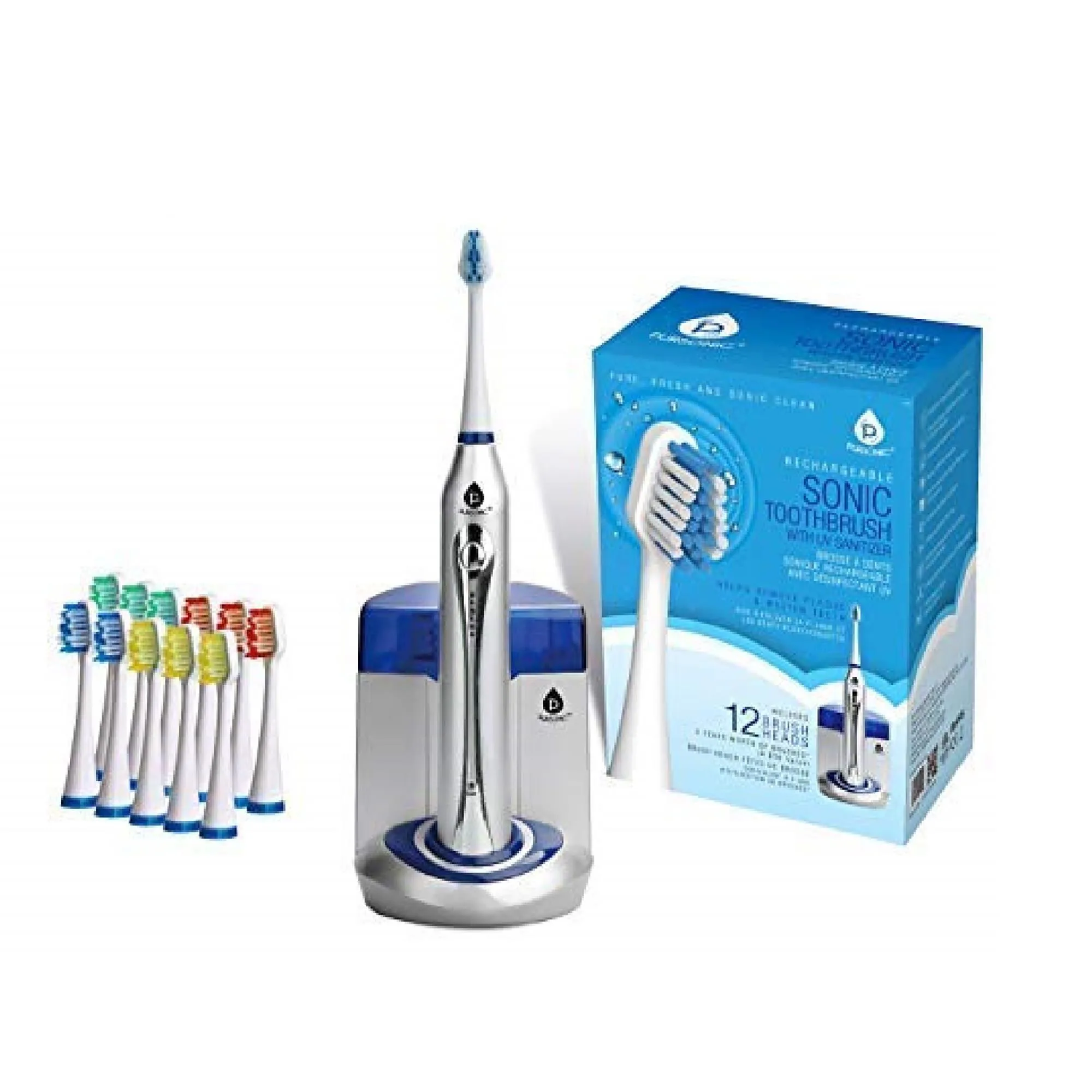 Pursonic Deluxe Plus Sonic Rechargeable Toothbrush w/Built In Uv Sanitizer - Silver