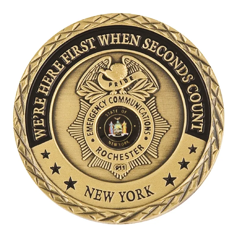1.75" Brass Challenge Coin w/Antique Gold Plating