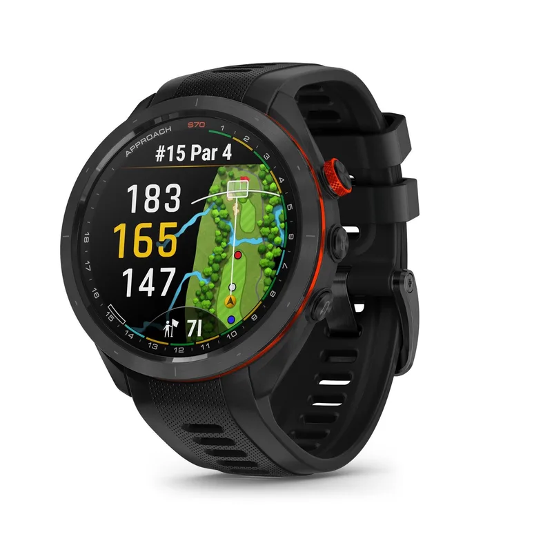 Garmin Approach S70 47Mm Golf Watch Black Bezel W/ Black Silicone Band