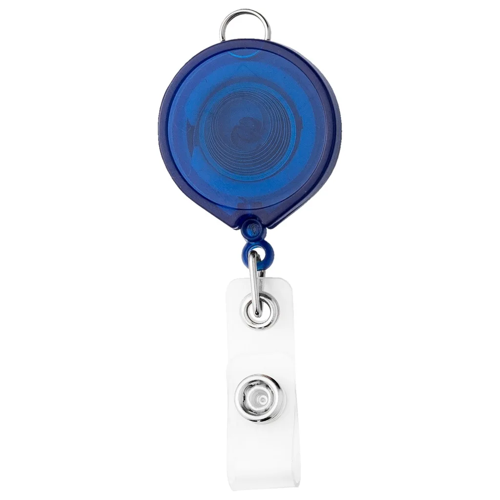 Large Face Retractable Badge Reel w/lanyard attachment - Translucent view 2