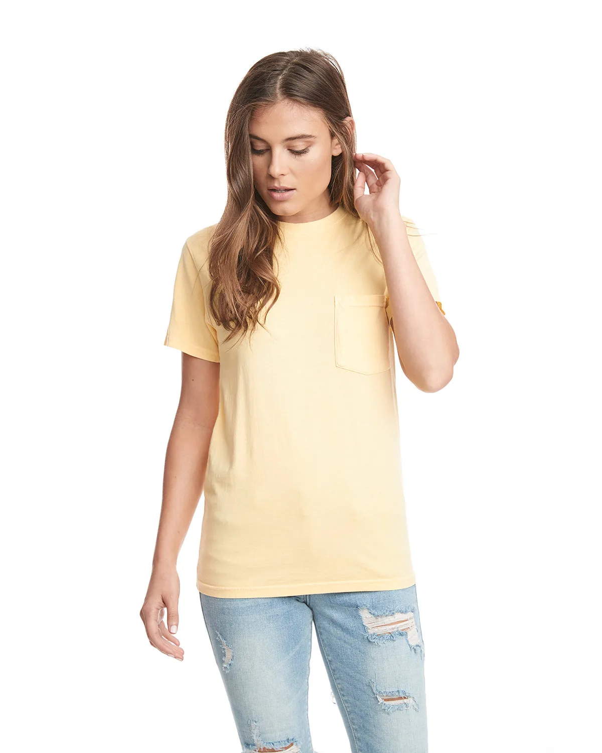 NEXT LEVEL APPAREL Adult Inspired Dye Crew with Pocket view 2