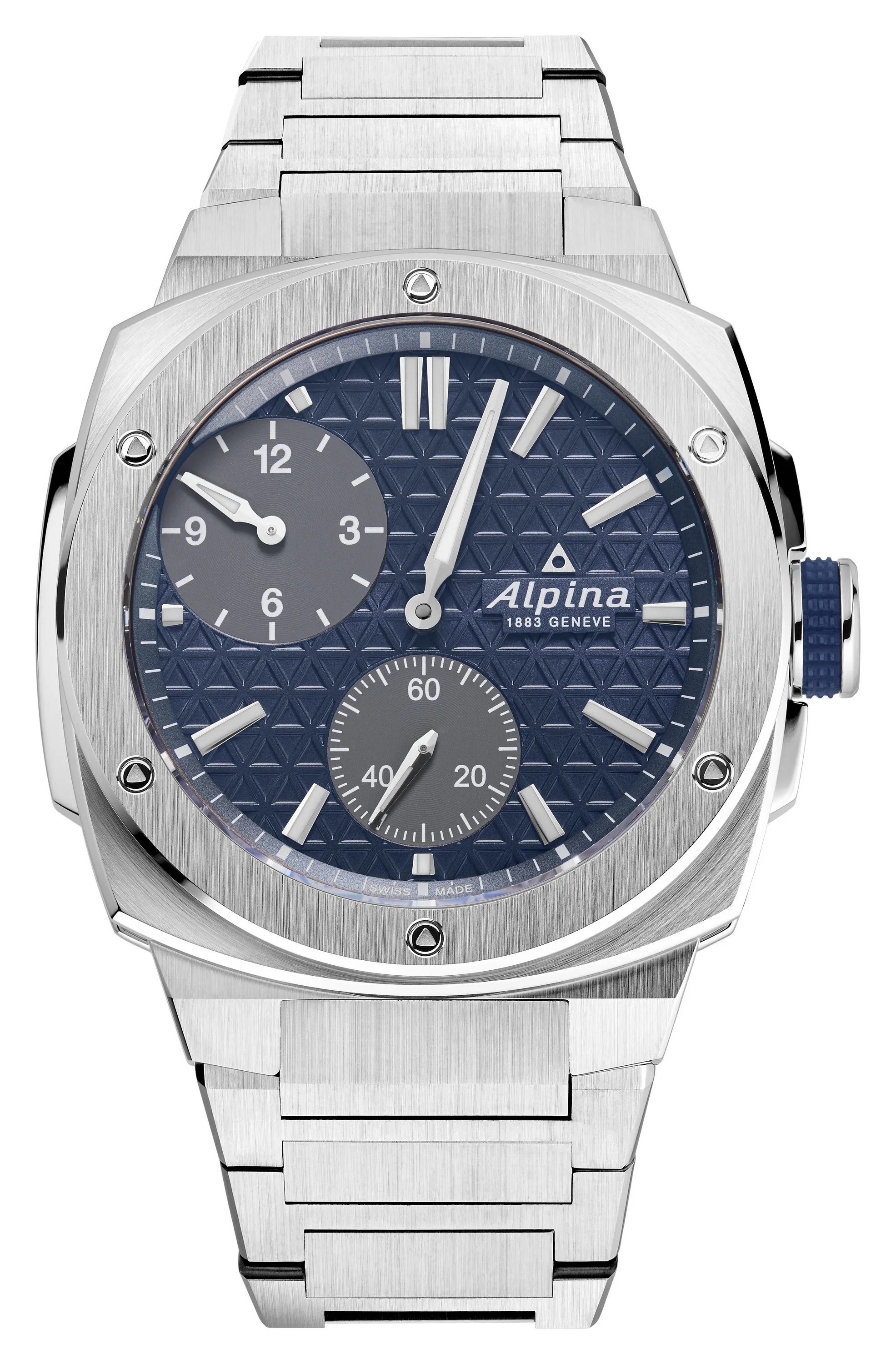 Alpina Mens Alpiner Stainless Steel Bracelet Watch Navy Dial